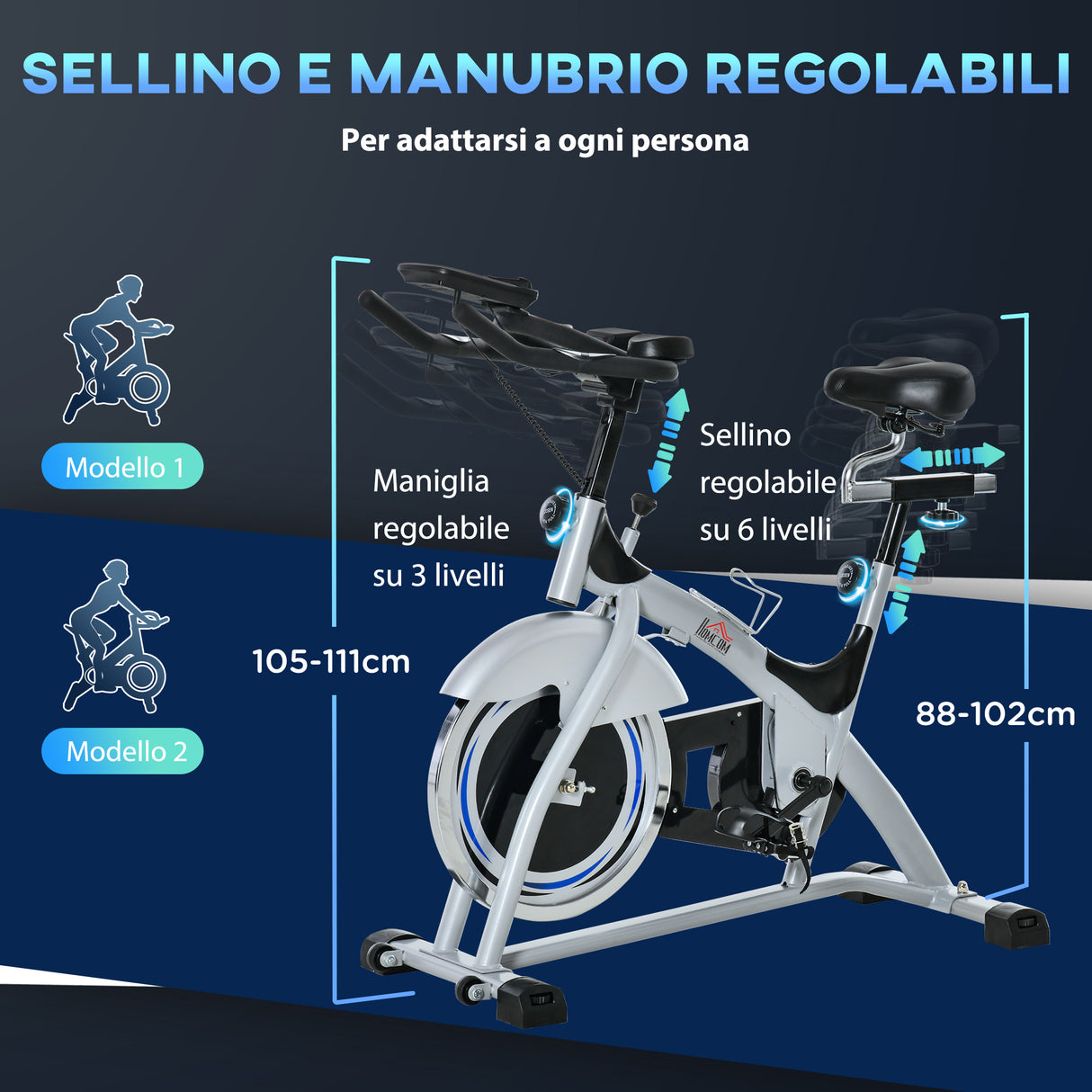 easycomfort easycomfort cyclette professionale da camera con monitor lcd e volano 15kg sellino e manubrio regolabili 124x50x105 111cm argento nero