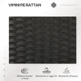 easycomfort easycomfort divanetto per esterni 2 posti con tavolino da caffe in acciaio e rattan pe 137x59x82 cm nero