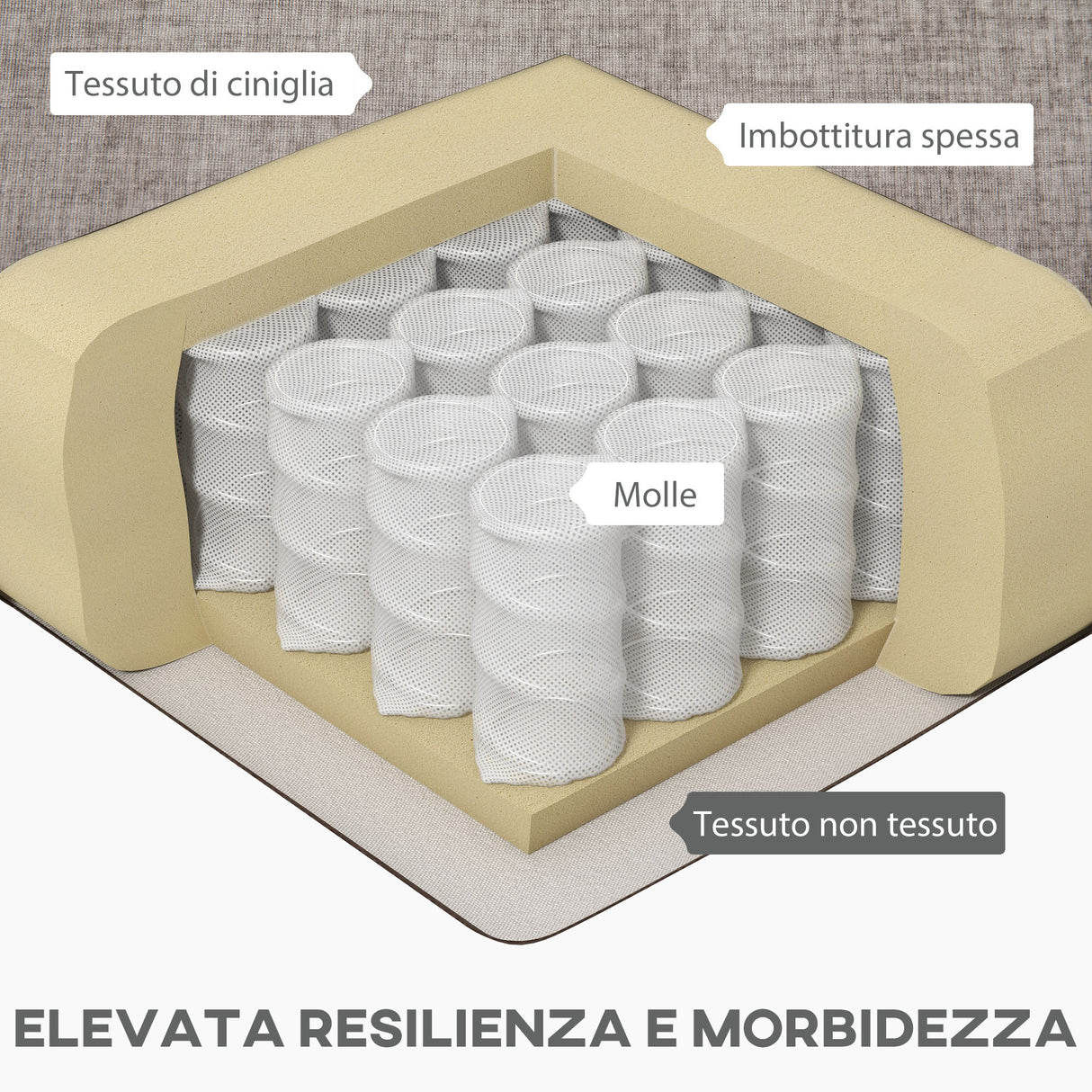 easycomfort easycomfort divano angolare modulare con chaise longue pouf contenitore e rivestimento in ciniglia grigio