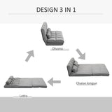easycomfort easycomfort divano da terra pieghevole a lettino schienale reclinabile su 7 livelli e cuscini divano moderno per tv giochi lettura yoga ufficio 130x73x60 cm grigio chiaro ean 8055776914688