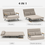 easycomfort easycomfort divano letto 3 in 1 in tessuto effetto velluto con schienale regolabile e 2 cuscini 102x73x81 cm bianco crema