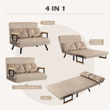 easycomfort easycomfort divano letto 3 in 1 in tessuto effetto velluto con schienale regolabile e 2 cuscini 102x73x81 cm marrone chiaro