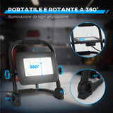 easycomfort easycomfort faretto led da lavoro da 6500k con testa girevole e supporto in alluminio e metallo 25 5x16x25 5 cm nero