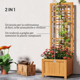 easycomfort easycomfort fioriera con traliccio per rampicanti con foro di drenaggio e fodera in legno 40x40x120 cm marrone