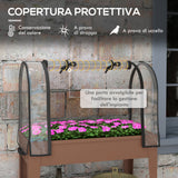 easycomfort easycomfort fioriera rialzata con mini serra per piante ruote e ripiano 80x40x120cm marrone