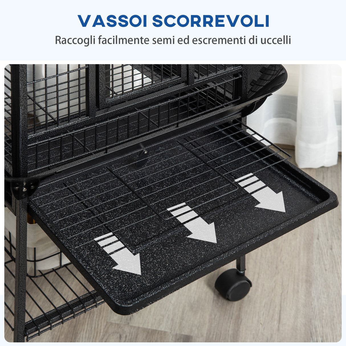 easycomfort easycomfort gabbia per pappagallini con 2 posatoi e scala ad arco in acciaio 62 5x62 5x156 cm grigia