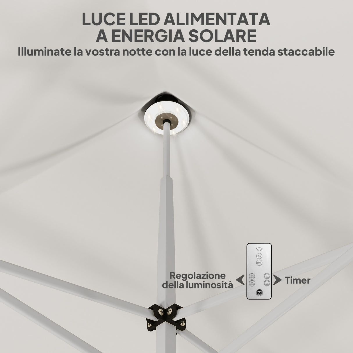 easycomfort easycomfort gazebo da giardino pop up 3x3 m ad altezza regolabile con luci led solari in tessuto oxford e metallo bianco