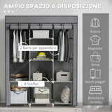 easycomfort easycomfort guardaroba in tessuto non tessuto e acciaio con 8 ripiani e 2 barre 125x43x162 5 cm grigio carbone