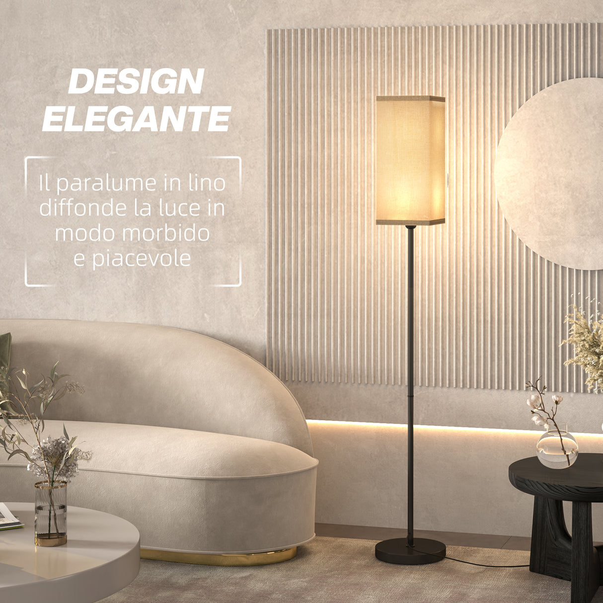 easycomfort easycomfort lampada da terra 40w con interruttore a pedale in tessuto effetto lino e metallo 25x161 5 cm nero e beige