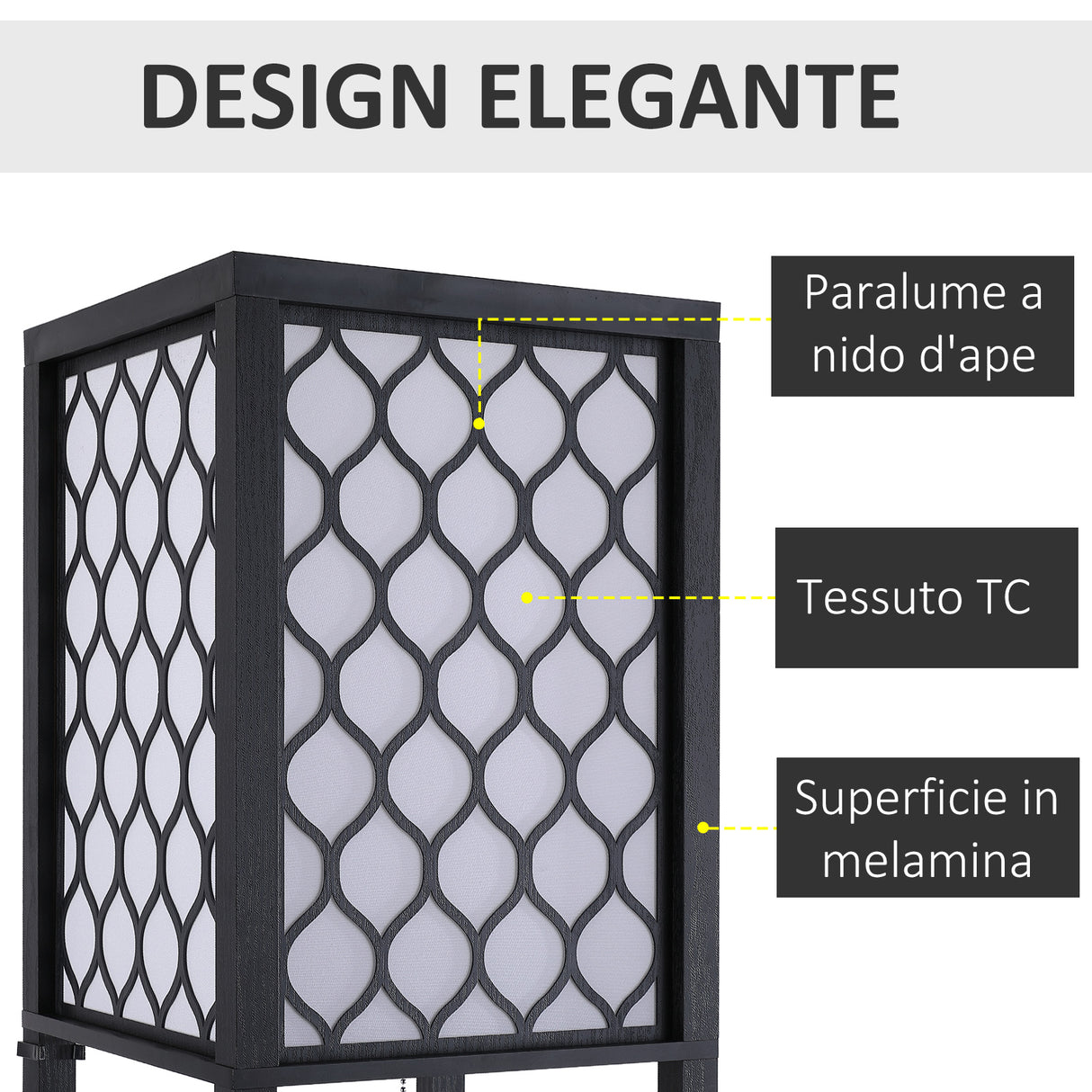 easycomfort easycomfort lampada lampadina da terra salvaspazio con ripiani durevole cotone mdf 26 x 26 x 160 cm nero bianco ean 8054111842280
