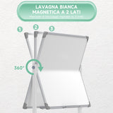 easycomfort easycomfort lavagna magnetica bianca a 2 facce con accessori e 4 ruote in alluminio e acciaio 127x50x165 cm