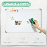 easycomfort easycomfort lavagna magnetica da parete con gomma pennarelli e magneti in alluminio 60x1 8x45 cm bianco