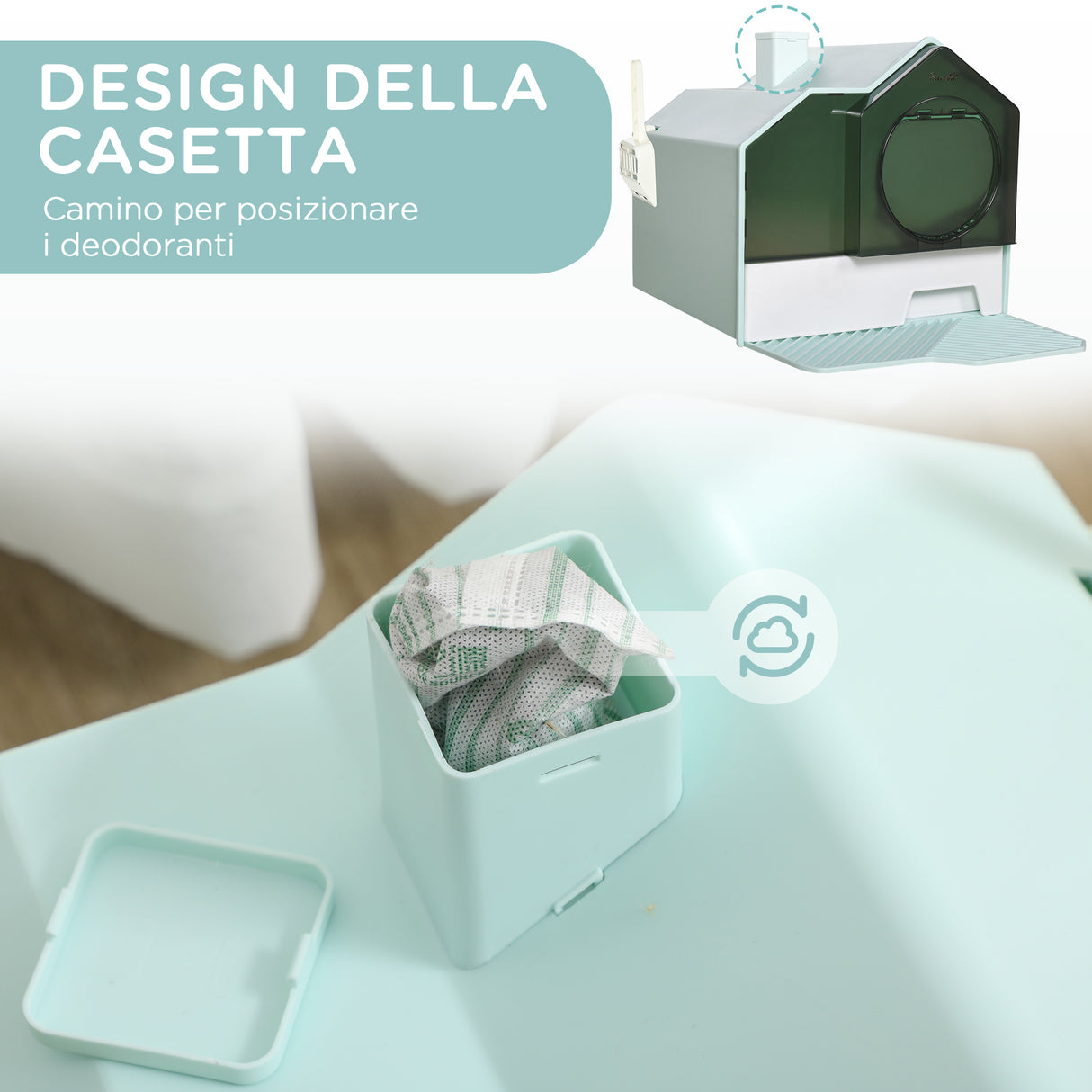 easycomfort easycomfort lettiera per gatti chiusa con vassoio estraibile tappetino e paletta 47x45x42cm azzurro