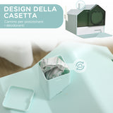 easycomfort easycomfort lettiera per gatti chiusa con vassoio estraibile tappetino e paletta 47x45x42cm azzurro