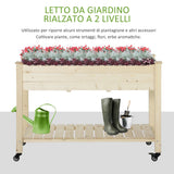 easycomfort easycomfort letto per orto rialzato in legno con rotelle e ripiano inferiore 118x55x83cm legno naturale