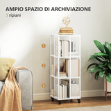 easycomfort easycomfort libreria moderna a 3 ripiani in metallo a rete con ruote 35x35x99 cm bianco