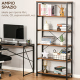 easycomfort easycomfort libreria verticale in stile industriale vintage scaffale salvaspazio con 6 mensole in legno e metallo nero 80x30x180cm ean 8054144131009