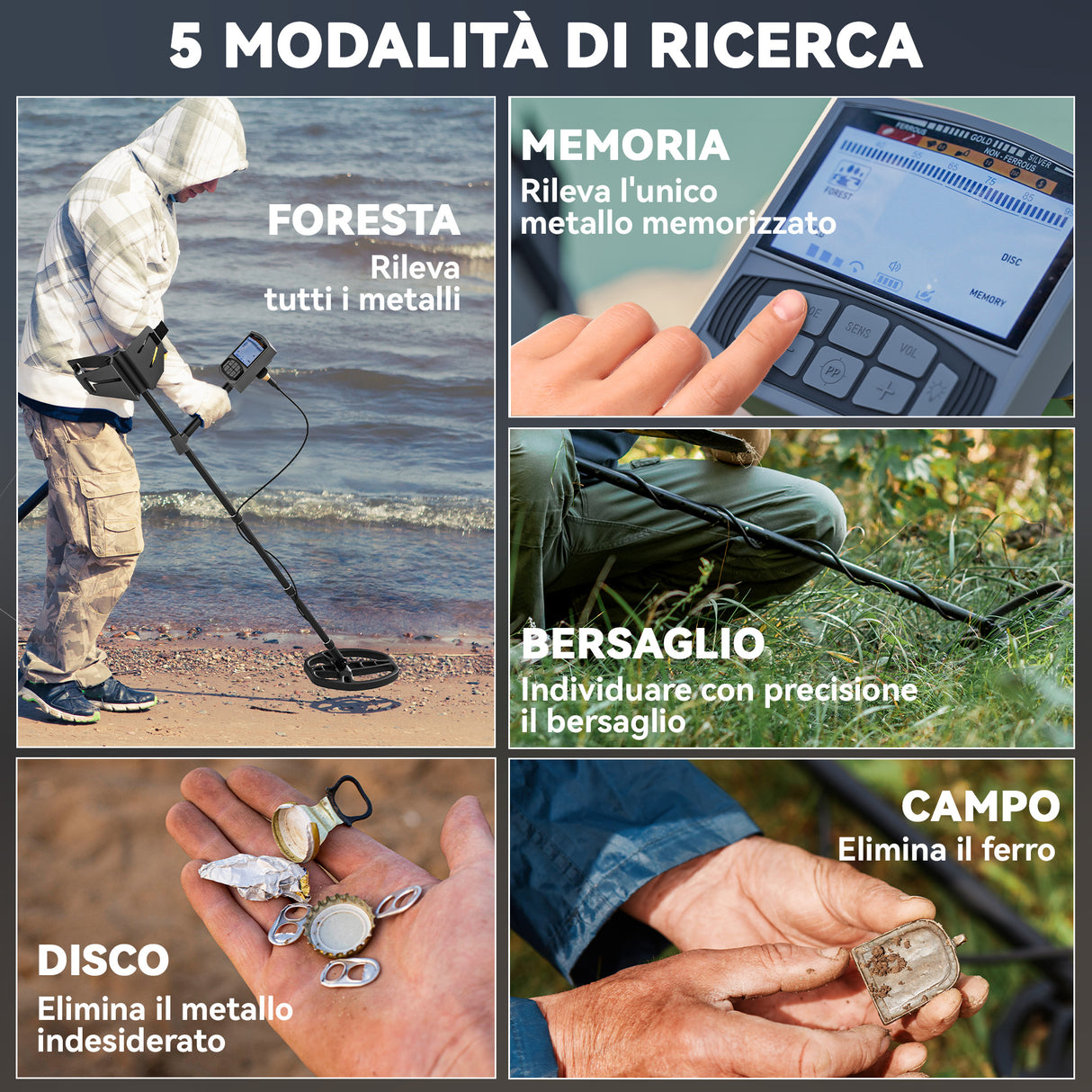 easycomfort easycomfort metal detector professionale con 5 modalita impermeabile ip68 e display lcd retroilluminato