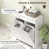 easycomfort easycomfort mobile bagno con 2 ceste portabiancheria rimovibili 2 cassetti e 2 ante a ribalta 78x38x90 cm bianco