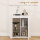 easycomfort easycomfort mobile contenitore a led con 3 ripiani aperti e armadietto a 2 livelli in legno e vetro 75x40 1x83 cm bianco
