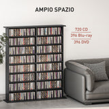easycomfort easycomfort mobile libreria porta cd a 16 ripiani dal design moderno in legno 106 5x24x123 7 cm nero