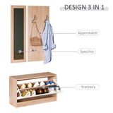 easycomfort easycomfort mobile per ingresso in legno set 3 pezzi con scarpiera appendiabiti e specchio 80x27x46 5cm color legno ean 8054111847452