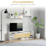 easycomfort easycomfort mobile tv con mensola a muro ripiani aperti e armadietto in legno bianco e legno naturale