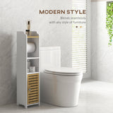 easycomfort easycomfort mobiletto bagno salvaspazio moderno con ripiani e armadietto in truciolato superficie in melamina18x20x90cm bianco