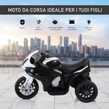 easycomfort easycomfort moto elettrica per bambini max 20kg con licenza bmw macchina elettrica con 3 ruote batteria ricaricabile 6v bianco nera 66x37x44cm