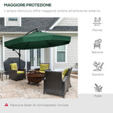 easycomfort easycomfort ombrellone da giardino 3x3 m con zanzariera apertura a manovella e base a croce verde