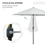 easycomfort easycomfort ombrellone da giardino rotondo con manovella e inclinabile a 3 livelli 265x240 cm crema