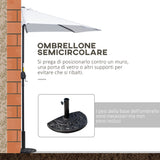 easycomfort easycomfort ombrellone da terrazza a mezzaluna con apertura a manovella e palo a 2 sezioni 2 6x1 35 m bianco