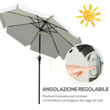easycomfort easycomfort ombrellone rotondo inclinabile con manovella in alluminio metallo e poliestere 266x248 5 cm bianco crema