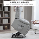 easycomfort easycomfort poltrona alzapersona reclinabile con 8 punti massaggianti e telecomando in microfibra 94x96x106 cm grigio