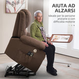 easycomfort easycomfort poltrona alzapersona reclinabile con poggiapiedi in tessuto effetto lino 87x92x105 cm caffe