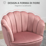 easycomfort easycomfort poltrona imbottita con schienale a conchiglia e gambe in legno poltrona in velluto per salotto e camera 66x66x78 5cm rosa