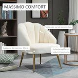 easycomfort easycomfort poltrona in velluto imbottita con schienale a conchiglia e gambe in acciaio per camera e salotto 63x65x84cm crema