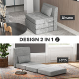 easycomfort easycomfort poltrona letto pieghevole da terra a 3 sezioni salvaspazio in tessuto 80x75x74 cm grigio
