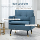easycomfort easycomfort poltrona moderna da soggiorno e camera da letto con seduta imbottita e tessuto effetto lino 76x68x80 cm blu