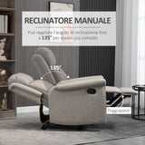 easycomfort easycomfort poltrona reclinabile manualmente 135 con poggiapiedi poggiatesta e braccioli imbottiti 78x96x102 cm grigio