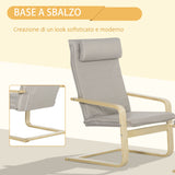 easycomfort easycomfort poltrona relax con pouf poggiapiedi in legno e tessuto con poggiatesta 67x69x100cm grigio