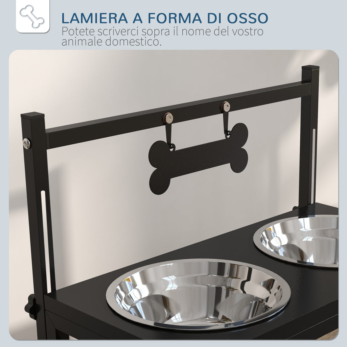 easycomfort easycomfort portaciotole per cani rialzata con altezza regolabile 2 ciotole in acciaio da 900ml nero