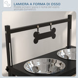easycomfort easycomfort portaciotole per cani rialzata con altezza regolabile 2 ciotole in acciaio da 900ml nero