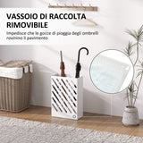easycomfort easycomfort portaombrelli di design con vaschetta raccogli gocce e 4 ganci in metallo 28x14x41 cm bianco