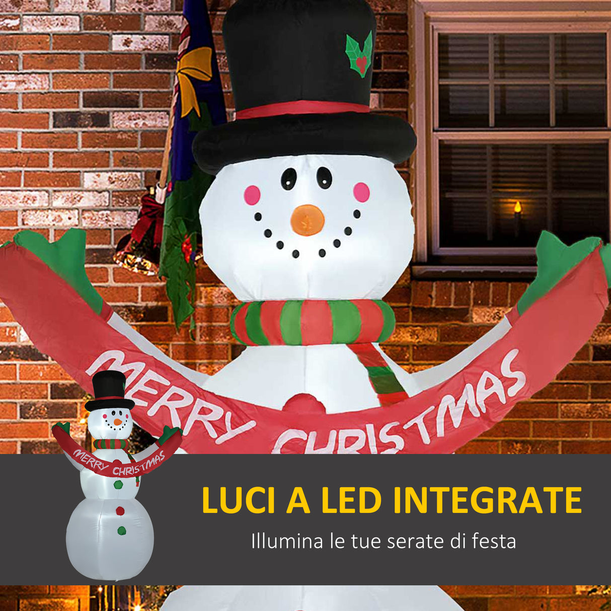 easycomfort easycomfort pupazzo di neve gonfiabile gigante alto 243cm con luci a led decorazione da esterno o giardino