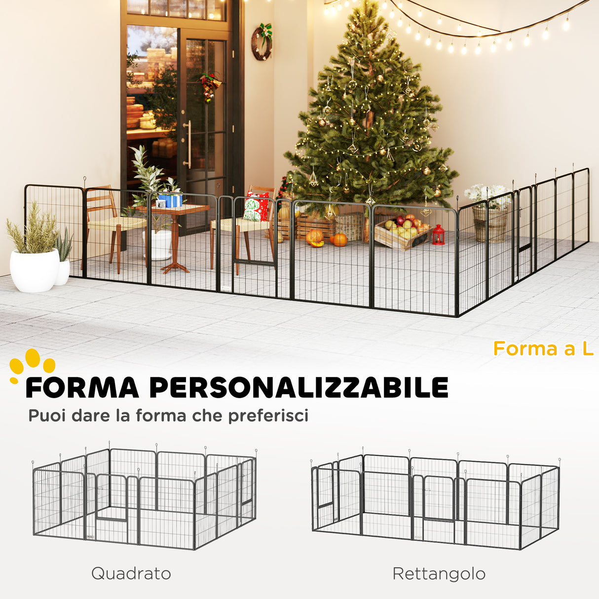 easycomfort easycomfort recinto per cani a 12 pannelli modulabili da 68x1 5x80cm in acciaio nero con porta di ingresso