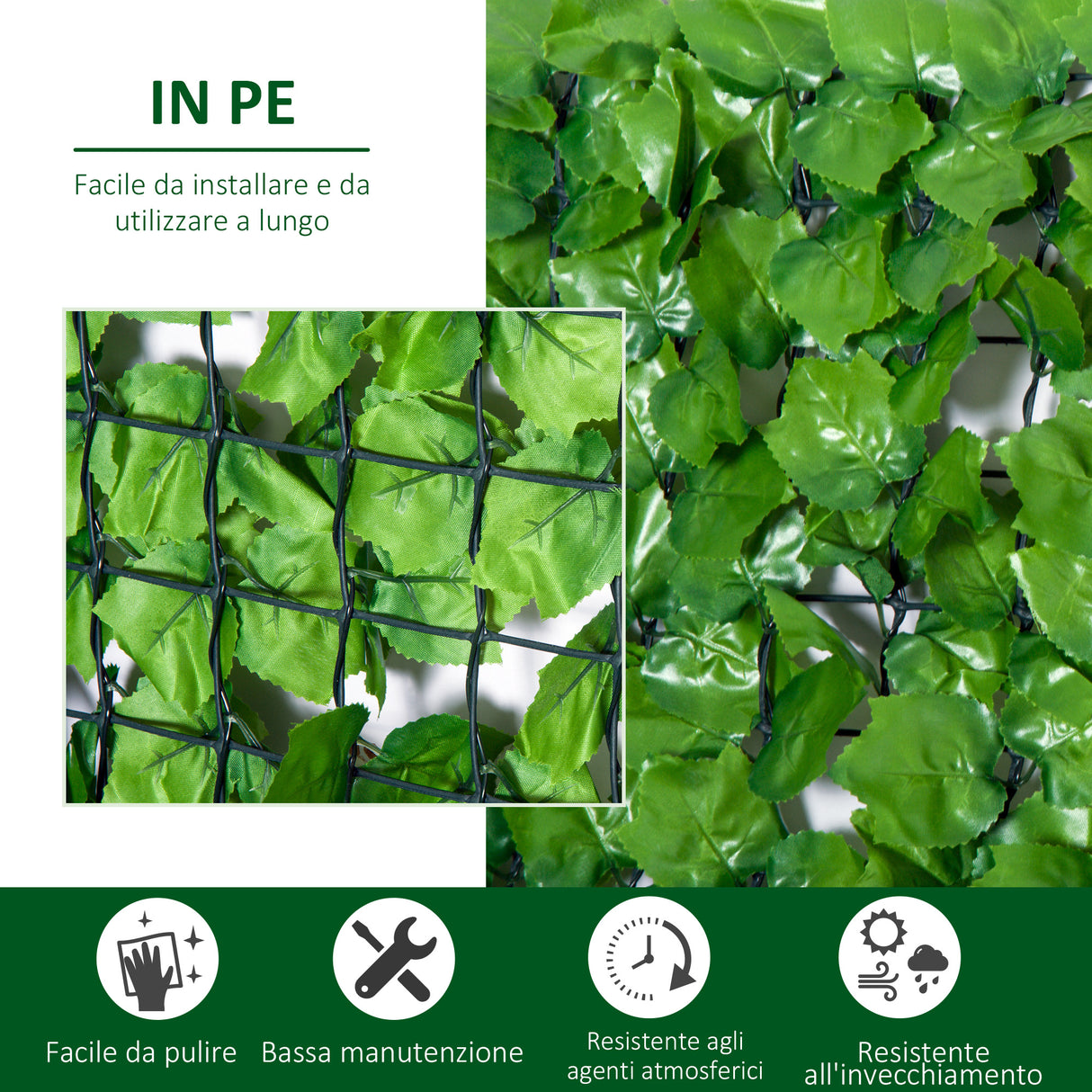 easycomfort easycomfort rotolo di siepe artificiale per balcone e giardino in pe verde 300x150cm