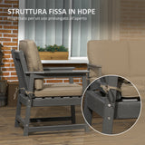 easycomfort easycomfort salotto da giardino con divanetto 2 poltrone e tavolino in hdpe con cuscini grigio scuro