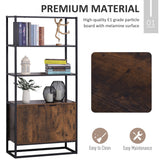 easycomfort easycomfort scaffale libreria in stile vintage con 3 ripiani 1 armadietto in legno e telaio in metallo nero 76x33x162 5cm ean 8054144136066