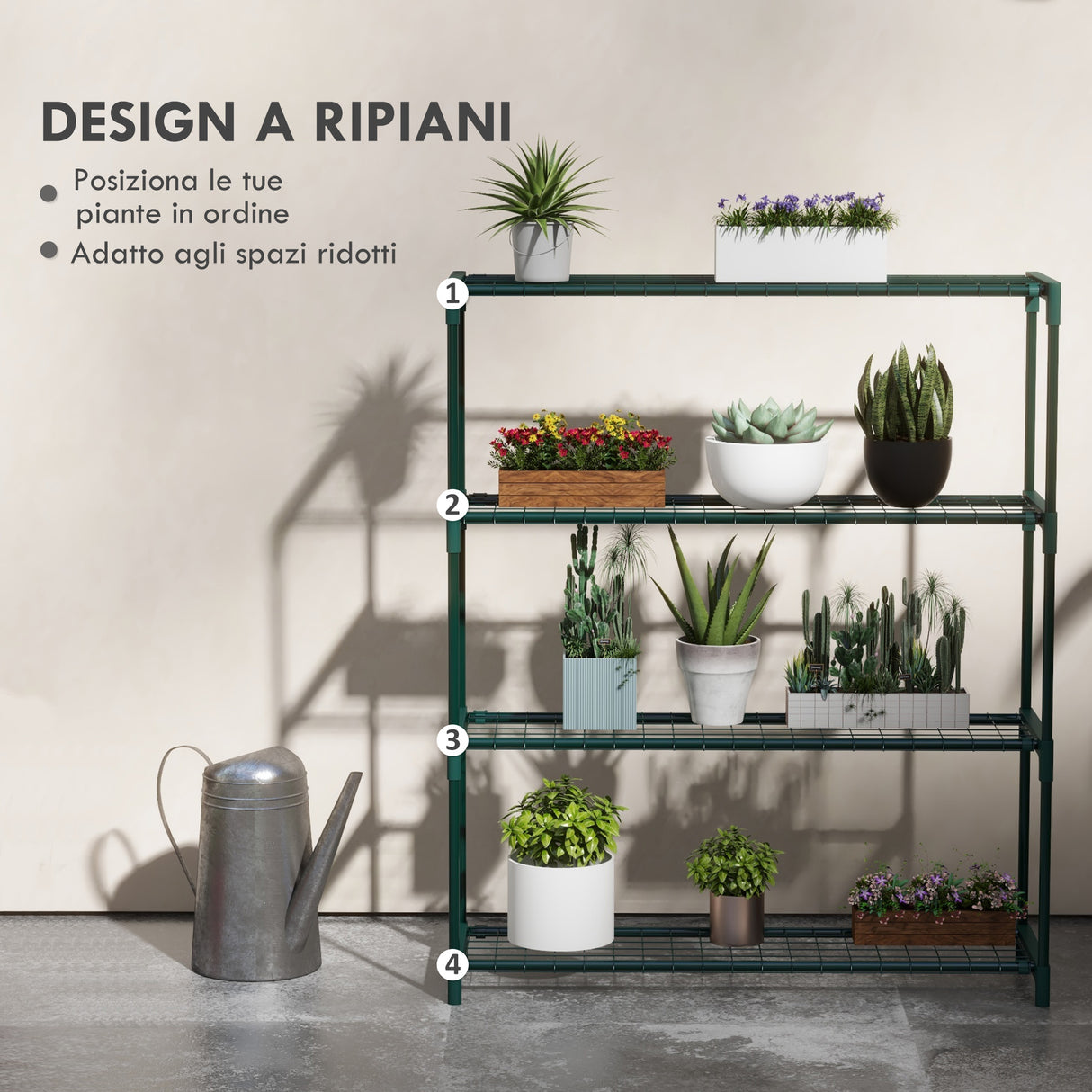 easycomfort easycomfort scaffale porta piante a 4 livelli da esterno e interno in acciaio 89x28x107cm verde